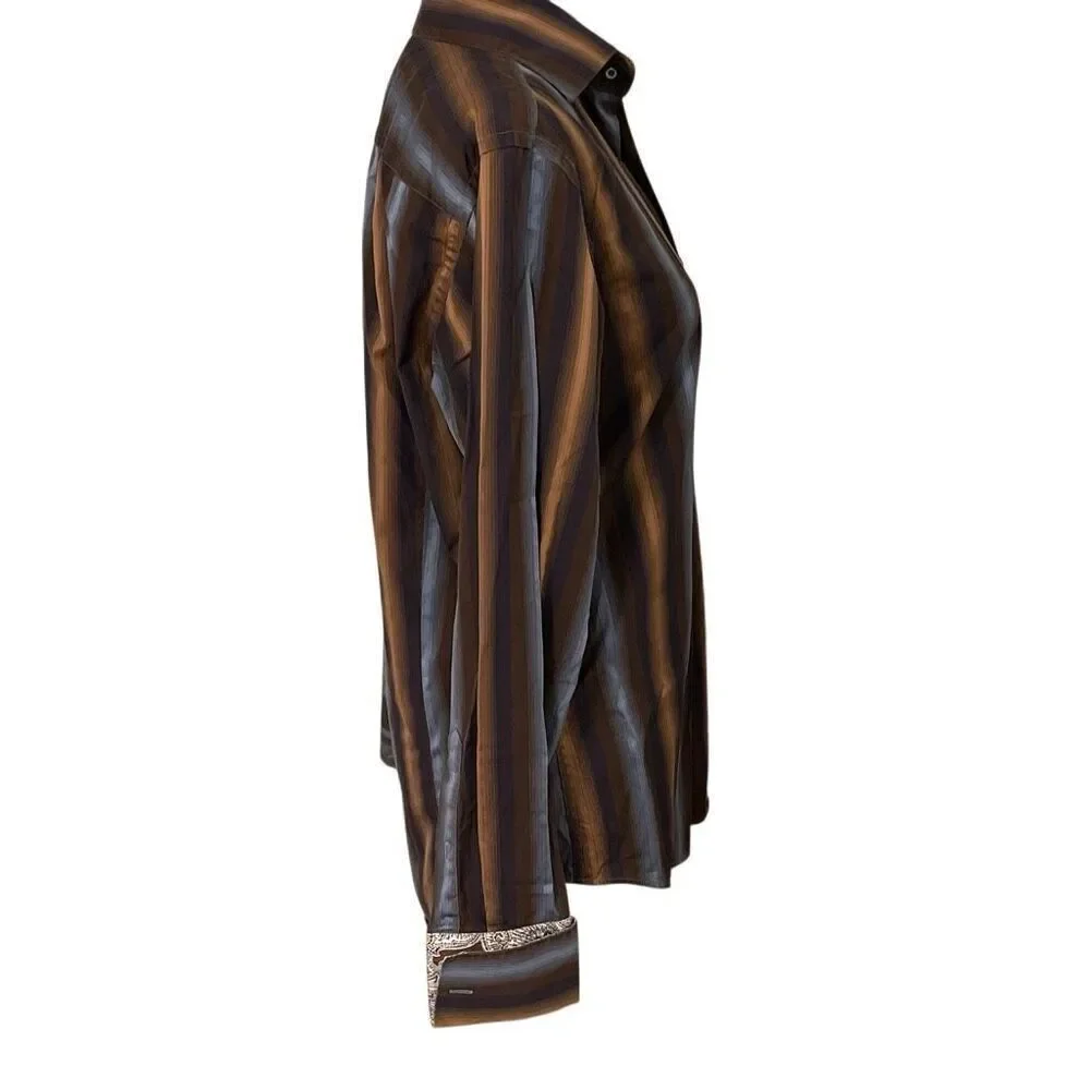 Banana Republic Men’s Blue/Brown French Cuff Dress Shirt